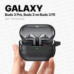 Teknoft Samsung Galaxy Buds 3 Pro, Buds 3 ve Buds 3 FE ile Uyumlu Mat Karbon Fiber Dokulu Darbelere Dayanıklı Premium Silikon Kılıf (Galaxy  - Seçenekler: Galaxy Buds 3 Pro/3/3 FE, Galaxy Buds 4 Pro/4