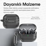Teknoft Samsung Galaxy Buds 3 Pro, Buds 3 ve Buds 3 FE ile Uyumlu Mat Karbon Fiber Dokulu Darbelere Dayanıklı Premium Silikon Kılıf (Galaxy  - Seçenekler: Galaxy Buds 3 Pro/3/3 FE, Galaxy Buds 4 Pro/4