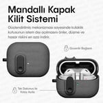 Teknoft Samsung Galaxy Buds 3 Pro, Buds 3 ve Buds 3 FE ile Uyumlu Mandallı Kapak Kilit Sistemli Kumlanmış Mat Dokulu Darbelere Dayanıklı Hibrit Kılıf (Gri, Galaxy Buds 3 Pro/3/3 FE)