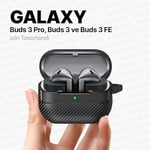Teknoft Samsung Galaxy Buds 3 Pro, Buds 3 ve Buds 3 FE ile Uyumlu Mat Karbon Fiber Dokulu Darbelere Dayanıklı Premium Silikon Kılıf (Galaxy  - Seçenekler: Galaxy Buds 3 Pro/3/3 FE, Galaxy Buds 4 Pro/4