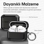Teknoft Samsung Galaxy Buds 3 Pro, Buds 3 ve Buds 3 FE ile Uyumlu Darbelere Karşı Ultra Güçlü Çift Renkli Sert Kenarlı Mat Silikon Kılıf (Siyah, Galaxy Buds 3 Pro/3/3 FE)