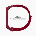 Teknoft Xiaomi Mi Band 7/6/5/4 İle Uyumlu Tam Kaplayan Silikon Çerçeveli Bilek Kalınlığına Göre Ayarlanabilen Hafif ve Bileği Rahatsız Etmeyen Kaliteli Hasır Örme Kumaş Kordon