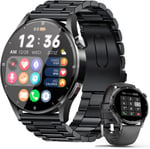 Telefon fonksiyonlu akıllı saat, 1,32 inç akıllı saat, erkek, Bluetooth nabız saati, uyku monitörü, kalp atış hızı, kalori, ses asistanlı, 360 x 360 HD dokunmatik ekran, iOS ve Android için