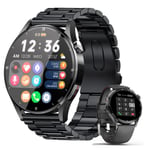 Telefon fonksiyonlu akıllı saat, 1,32 inç akıllı saat, erkek, Bluetooth nabız saati, uyku monitörü, kalp atış hızı, kalori, ses asistanlı, 360 x 360 HD dokunmatik ekran, iOS ve Android için