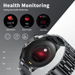 Telefon fonksiyonlu akıllı saat, 1,32 inç akıllı saat, erkek, Bluetooth nabız saati, uyku monitörü, kalp atış hızı, kalori, ses asistanlı, 360 x 360 HD dokunmatik ekran, iOS ve Android için