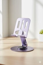 TELEFON STANDI METAL ALAŞIMLI 360 DERECE TAM TUR DÖNEBİLEN ÇİFT NOKTADAN KATLAMA AYARLI ÇOK FONKSİYONLU TABLET VE TELEFON STANDI LİLA AÇIK MOR