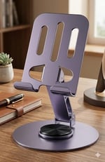 TELEFON STANDI METAL ALAŞIMLI 360 DERECE TAM TUR DÖNEBİLEN ÇİFT NOKTADAN KATLAMA AYARLI ÇOK FONKSİYONLU TABLET VE TELEFON STANDI LİLA AÇIK MOR