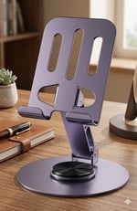 TELEFON STANDI METAL ALAŞIMLI 360 DERECE TAM TUR DÖNEBİLEN ÇİFT NOKTADAN KATLAMA AYARLI ÇOK FONKSİYONLU TABLET VE TELEFON STANDI LİLA AÇIK MOR