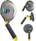 TELESIN Su geçirmez Dome Port DJI Action 5 Pro Action 4 3 Kamera, sualtı Konut Case w Yüzer Kolu Kavrama Bilek Kayışı Dalış Dalış Aksesuarları