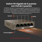 Tenda 5 Port PoE Anahtarı, Güç Kaynağı Olmaz, Gigabit PoE Powered Switch (1 PoE In & 4 PoE Out, Tak ve Çalıştır PoE PD Switch, Fansız, Metal Gövde) (TEG1105PD)