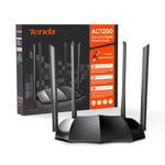 Tenda AC8 WLAN Dual Band Gigabit Router 1200Mbit/s (867Mbit/s 5GHz + 300Mbit/s 2.4GHz, 4 Gigabit Port, Mu-MIMO,4 * 6dBi Harici Anten, Uygulama Kontrolü, IPV6) Siyah