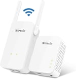 Tenda PH5 WLAN Powerline Adaptör Seti (1000Mbit/s Powerline + 300Mbit/s WLAN, 3 LAN Bağlantı Noktası, WiFi Klonlama, Tak ve Çalıştır, Diğer Mark - Seçenekler: AV1000+N300, P200 | 2'li paket, 1000 Mbps