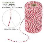Tenn Well Kırmızı ve Beyaz Sicim, 656 Feet 200m Pamuk Fırıncılar Fırıncılık için Sicim Kurdele, Kasaplar, El Sanatları, Hediye Paketleme, Noel Tatili Süslemeleri