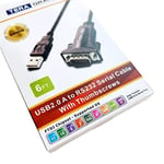 Tera Grand - Premium USB 2.0 - RS232 Seri DB9 Adaptör Kablosu 6 Feet - Windows 11, 10, 8, 7, Vista, XP, 2000, 98, Linux ve Mac'i destekler - FTDI Yonga Seti ve Kelebek Vidalarıyla üretilmiştir