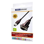 Tera Grand - Premium USB 2.0 - RS232 Seri DB9 Adaptör Kablosu 6 Feet - Windows 11, 10, 8, 7, Vista, XP, 2000, 98, Linux ve Mac'i destekler - FTDI Yonga Seti ve Kelebek Vidalarıyla üretilmiştir