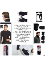 Termal Uzun Kollu Takım, Boyunluk, Kulaklık, Çorap, Tabanlık, 2 Çift Eldiven, Unisex, Karışık Renk Termal Uzun Kollu Takım - Bedenler: 2XL, 3XL, S, M, L, XL