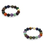 Tesbihane Küre Kesim Multicolor Doğaltaş Kombinli Çocuk-Genç Başarı Bilekliği(2'li Set)