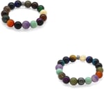 Tesbihane Küre Kesim Multicolor Doğaltaş Kombinli Çocuk-Genç Başarı Bilekliği(2'li Set)