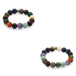 Tesbihane Küre Kesim Multicolor Doğaltaş Kombinli Çocuk-Genç Başarı Bilekliği(2'li Set)