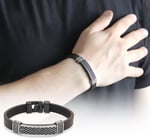 (Tesbihane) Nokta İşlemeli Kahverengi Kararmaz Metal-Deri Kombinli Erkek Bileklik