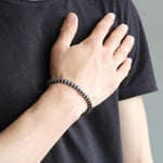 Tesbihane Yılan Tasarım Black-Silver Hematit Doğaltaş Bileklik