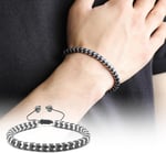 Tesbihane Yılan Tasarım Black-Silver Hematit Doğaltaş Bileklik