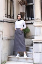 Tesettür Etek - HAKİ