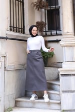 Tesettür Etek - HAKİ