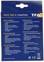 TFA Dostmann Triple XL, dijital 3 kademeli zamanlayıcı, 38.2023, saatli, hafıza fonksiyonlu, kronometreli, siyah, U 103 x G 20 (61) x Y 121 (103) mm