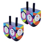 The Dreidel Company Hanukkah El Boyaması Çok Renkli Ahşap Hanuka (2'li Paket)