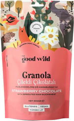 The Good Wild Çilekli Çikolatalı Granola - Glutensiz Vegan Atıştırmalık, Kurutulmuş Çilekli, Yüksek Lifli, 300 g
