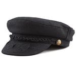 The Hat Depot Kış Üniseks Yün ve Suni Deri Yunan Balıkçı Denizci Kemancı Sürücü Şapkası Düz Şapka