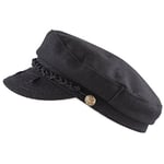The Hat Depot Kış Üniseks Yün ve Suni Deri Yunan Balıkçı Denizci Kemancı Sürücü Şapkası Düz Şapka