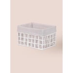 The Mia Braid Hasır Organizer Sepet Beyaz 26x18x16 Cm