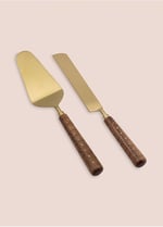 The Mia Wood Pasta Servis Takımı 2 Parça Altın, CKB0271