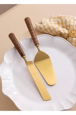 The Mia Wood Pasta Servis Takımı 2 Parça Altın, CKB0271