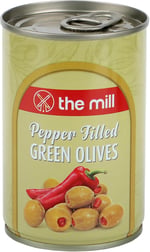 The Mill Biber Dolgulu Yeşil Zeytin Teneke - Süzme Ağırlık: 300 g - 361-400 adet/kg - Çekirdeksiz - Salamura - Kuzey Ege Bölgesi Zeytinleri - Vitamin ve Antioksidanca Zengin - Veganlara Uygun