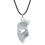 The Phantom Of The Opera Mask Deri ip Kolye - Gümüş Kaplama - Kadın Erkek Kolye - No:756