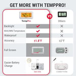 ThermoPro Geniş Arkadan Aydınlatmalı LCD Ekranlı Buzdolabı Termometre, Su Geçirmez Dondurucu Buzdolabı Termometre, Maksimum/Dakika Kayıtlı, Kolay Değiştirme, Manyetik ve Stand Seçeneği, Oda