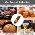 ThermoPro TP01H Et Termometresi Gıda Sıcaklık Probu Mutfak Pişirme Yağ Şeker Termometresi Süt Reçeli Sıcak İçecek Barbekü için Arka Işık ve Kilitleme Fonksiyonlu Anında Okuma