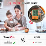 ThermoPro TP27C Kablosuz Profesyonel Barbekü ve Fırın Termometresi, 4 Problu ve 150 Metre Menzilli Et Isı Ölçer (Alarmlı)