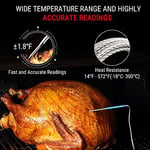 ThermoPro TP27C Kablosuz Profesyonel Barbekü ve Fırın Termometresi, 4 Problu ve 150 Metre Menzilli Et Isı Ölçer (Alarmlı)