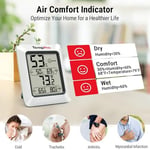 ThermoPro TP50 dijital termo-higrometre, iç mekan termometresi, higrometre, sıcaklık ve nem ölçer, oda iklimi kontrolü, oda havası kontrolü, klima monitörü için