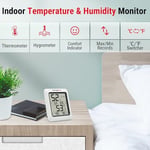 ThermoPro TP50 dijital termo-higrometre, iç mekan termometresi, higrometre, sıcaklık ve nem ölçer, oda iklimi kontrolü, oda havası kontrolü, klima monitörü için
