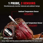 ThermoPro TP961 TempSpike Tam Kablosuz Akıllı Et Termometresi, 150m Menzilli Bluetooth ve Çift Sensörlü Barbekü Isı Ölçer
