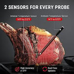 ThermoPro TP962 Twin TempSpike Tam Kablosuz Çift Problu Akıllı Et Termometresi, 150m Menzilli Bluetooth Barbekü ve Fırın Isı Ölçer