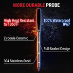 ThermoPro TP971 TempSpike Plus Dünyanın En İnce Kablosuz Et Termometresi, 183m Menzilli Bluetooth Akıllı Gıda Isı Ölçer