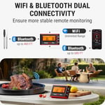 ThermoPro TP980 TempSpike Pro Wi-Fi ve Mobil Uygulama Destekli, Sınırsız Menzilli 4 Problu Dokunmatik Akıllı Barbekü İstasyonu