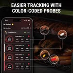 ThermoPro TP980 TempSpike Pro Wi-Fi ve Mobil Uygulama Destekli, Sınırsız Menzilli 4 Problu Dokunmatik Akıllı Barbekü İstasyonu