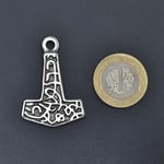 Thor Mjollnir Hammer Deri ip Kolye - Gümüş Kaplama - Kadın Erkek Kolye - No:839